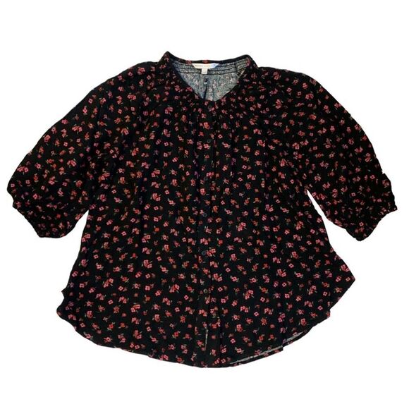 The Nines By HATCH 3/4 Sleeve Smockneck Button Down Maternity Top Size Small NWT - Picture 2 of 7
